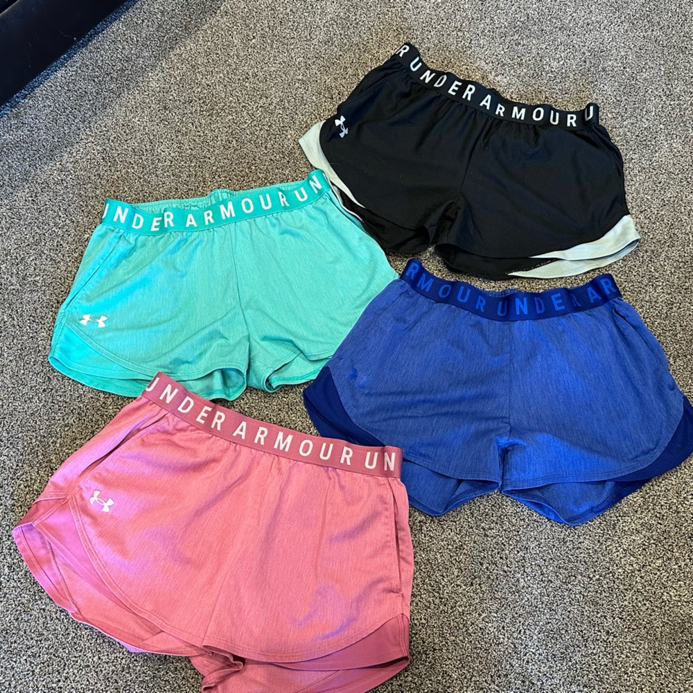 Lot of Under Armour Women's medium Shorts pink teal blue and black